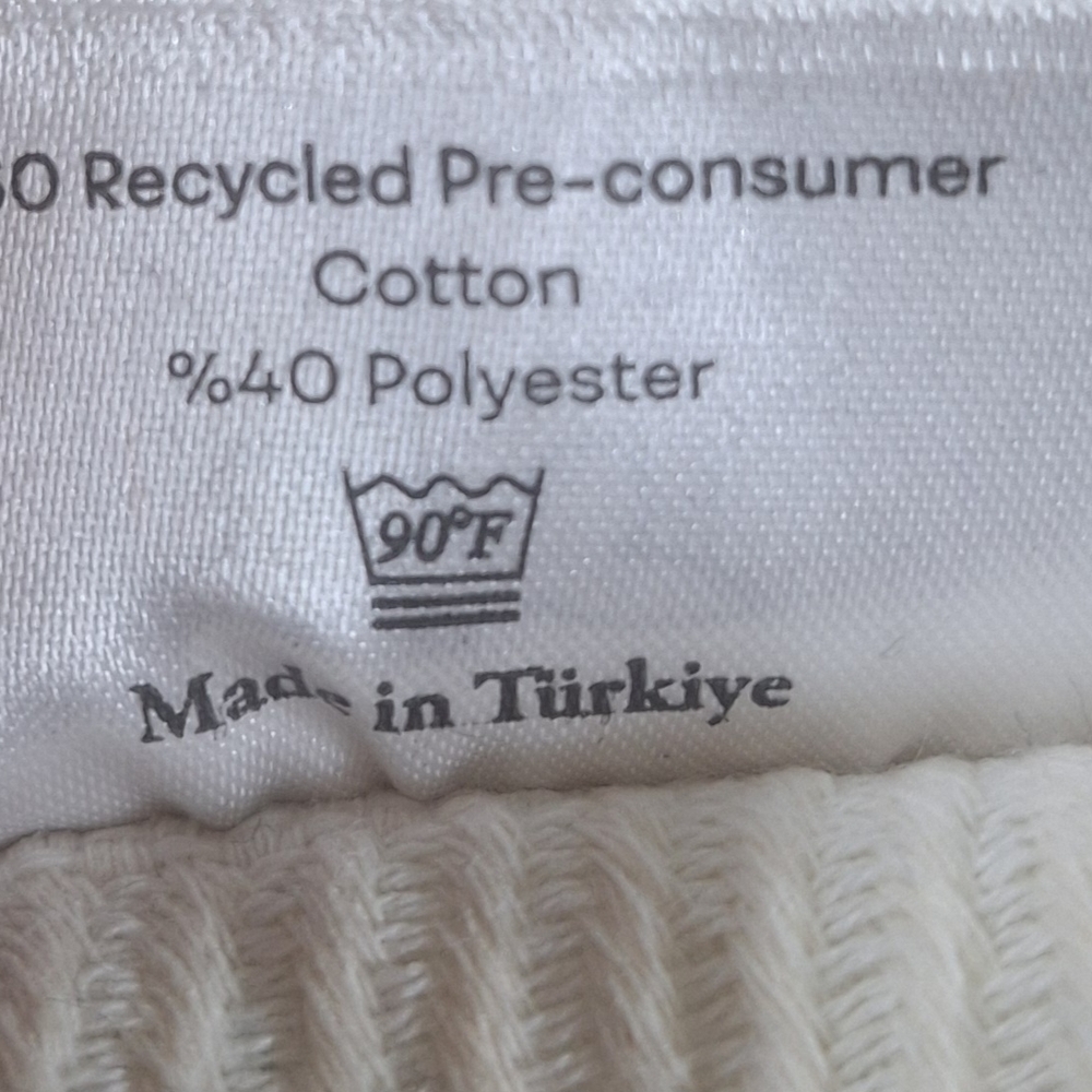 NWT Smyrna Turkish Blue &  Cream Bath Throw Blanket ( Approx 60x50) - Picture 3 of 4